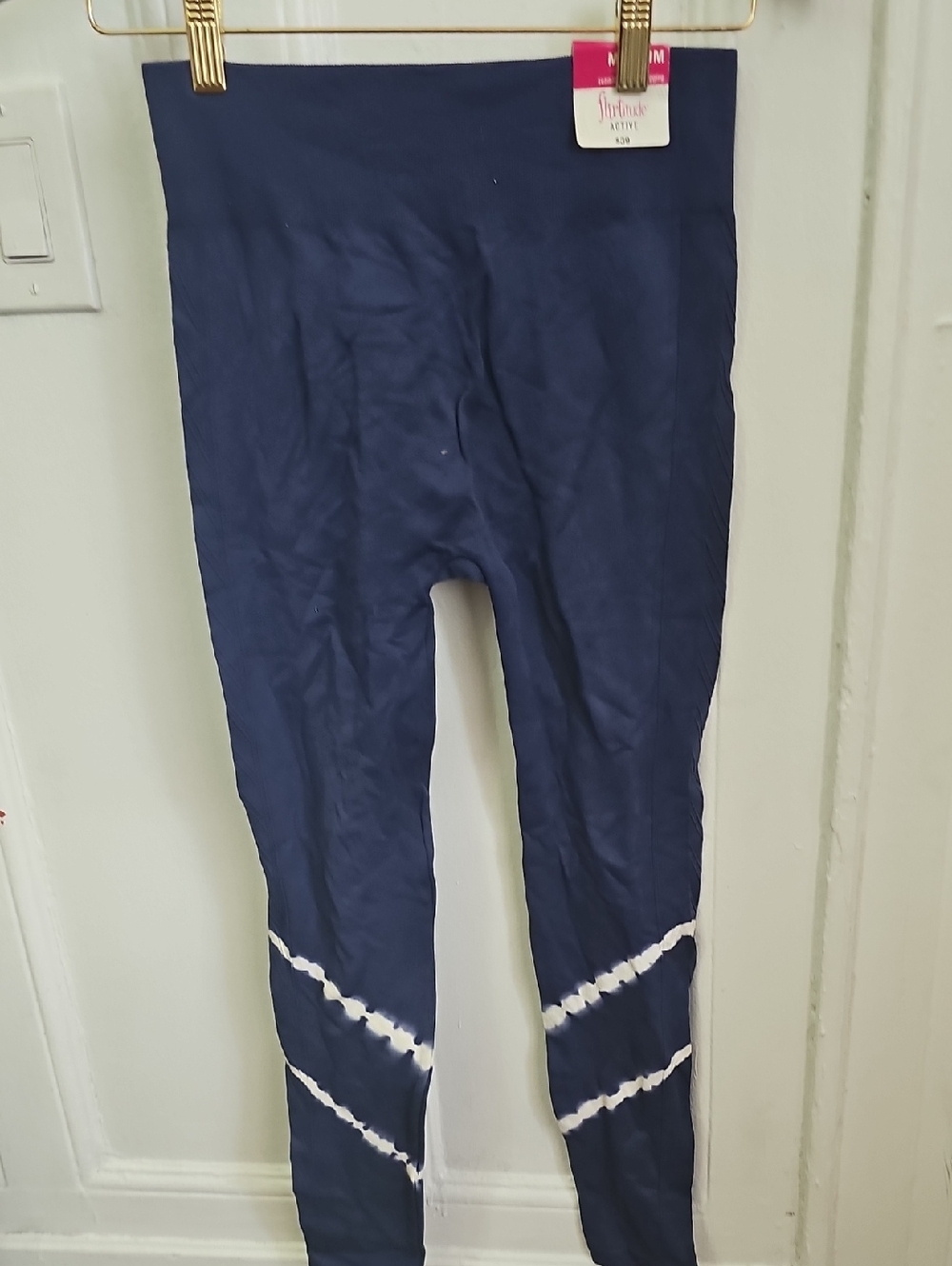 flirtitude Navy Leggings with White Tie-Dye Accent